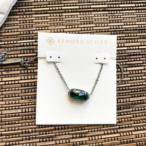 Kendra Scott Elisa Silver green Cat's Eye Necklace